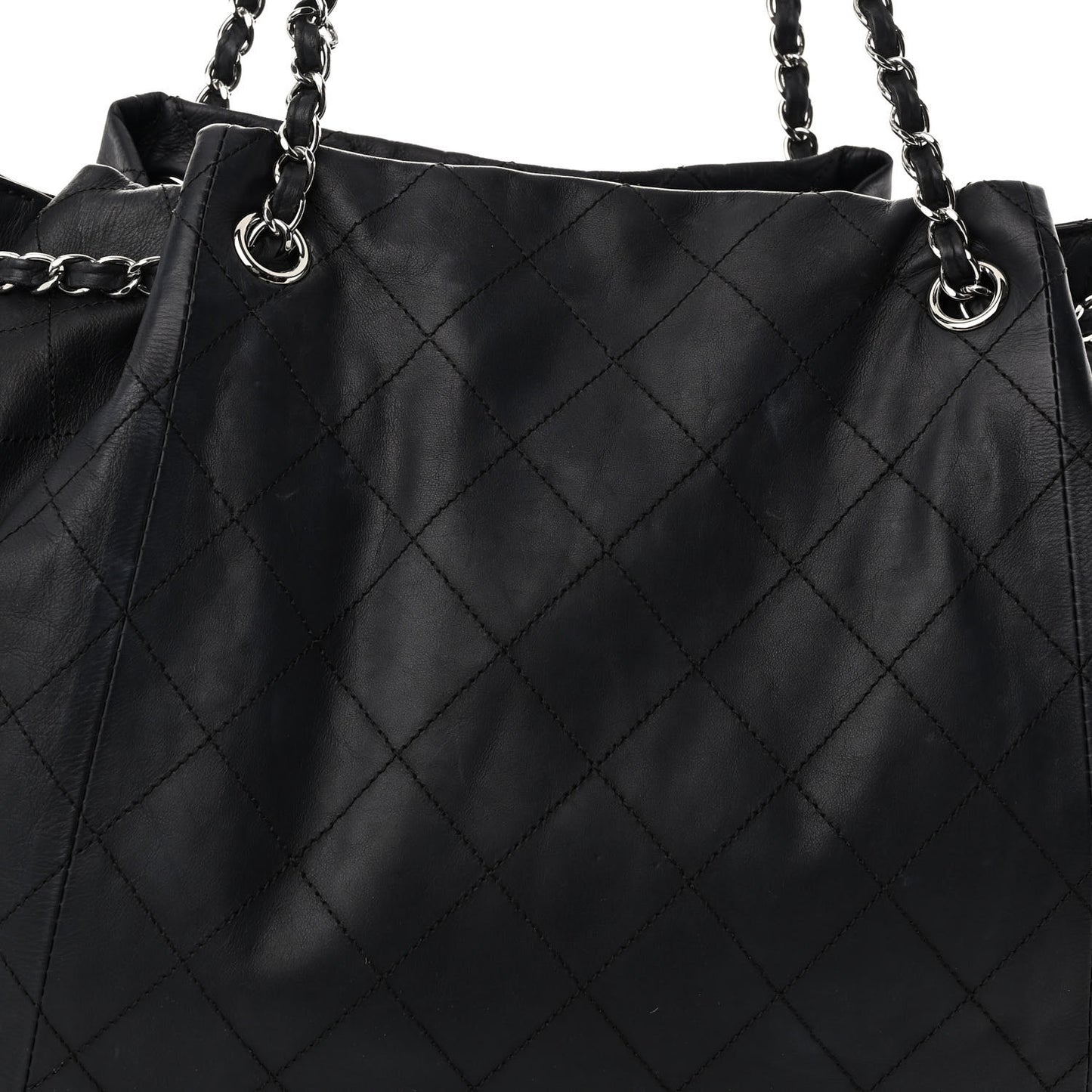 Calfskin Stitched Shoulder Bag Black