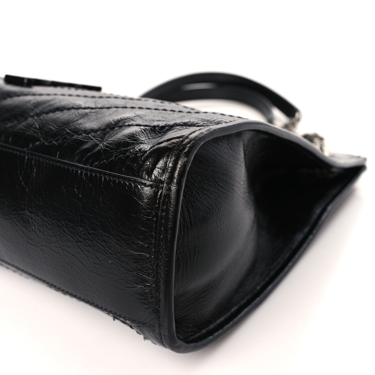 Saint Laurent Crinkled Calfskin Matelasse Monogram Medium Niki Shopper Tote Black 9 of 9