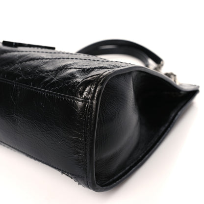 Saint Laurent Crinkled Calfskin Matelasse Monogram Medium Niki Shopper Tote Black 9 of 9