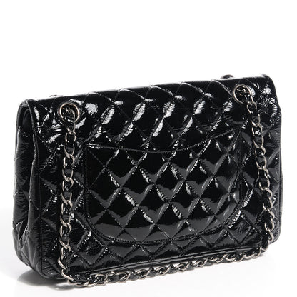 Chanel Distressed Patent Medium Double Flap Black 3 of 8