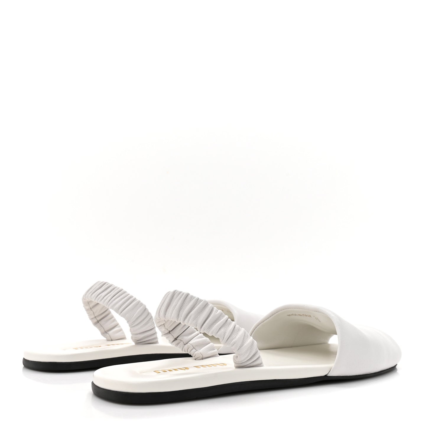 Vitello Nappa Ruched Flat Sandals 39 White