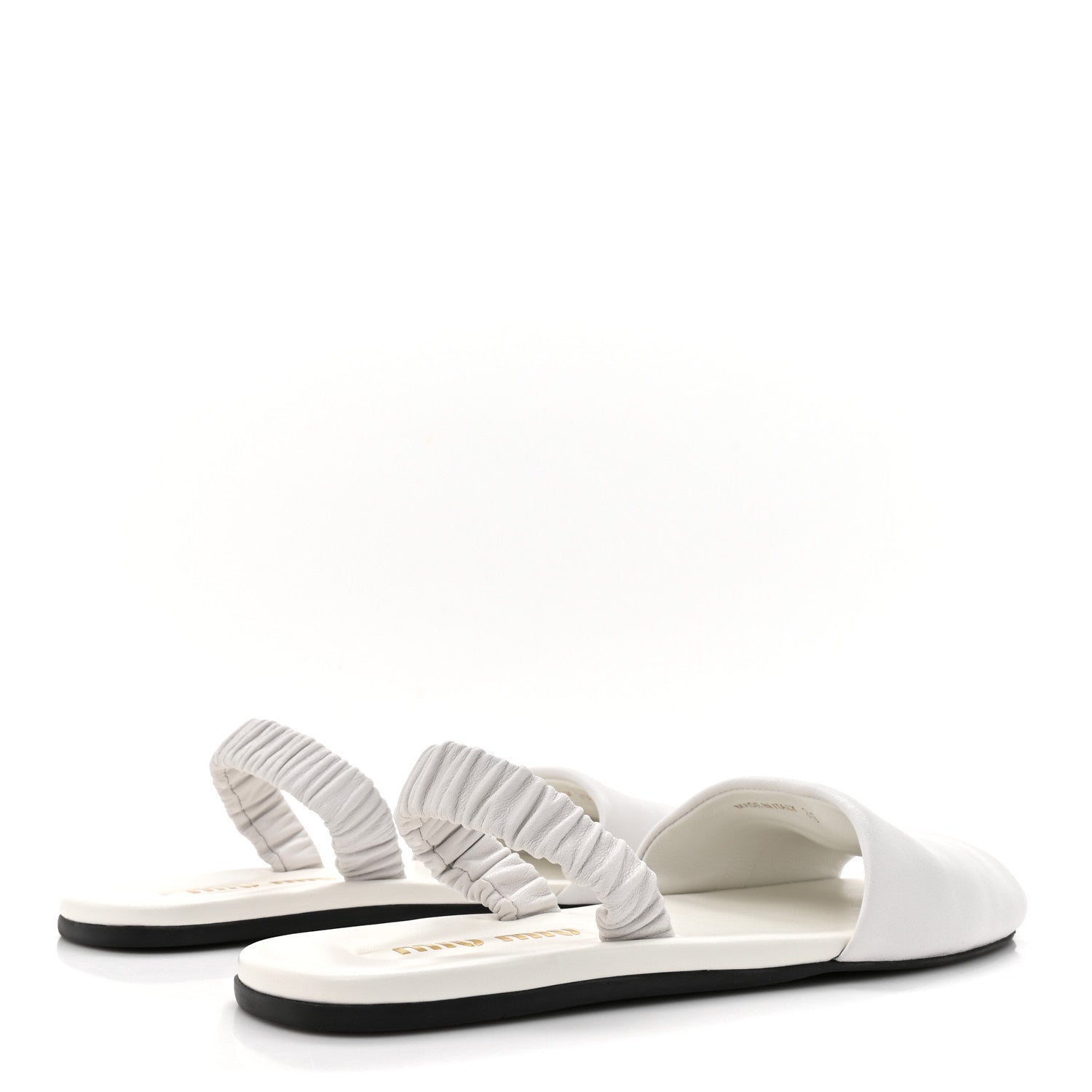 Miu Miu Vitello Nappa Ruched Flat Sandals 39 White 5 of 10