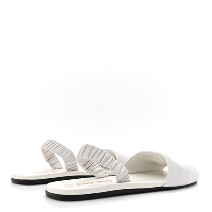 Miu Miu Vitello Nappa Ruched Flat Sandals 39 White 5 of 10