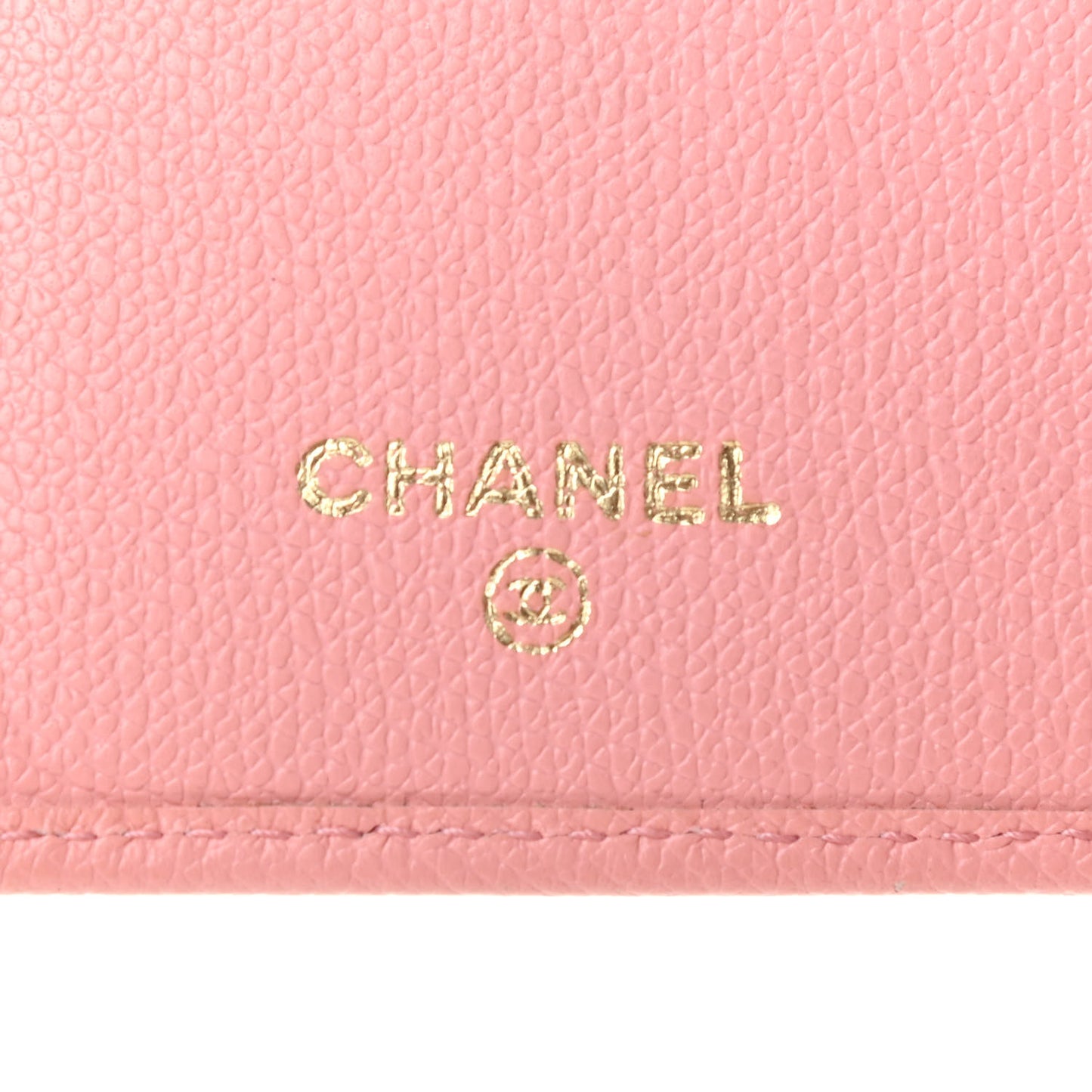 Grained Calfskin CC Button Yen Wallet Pink