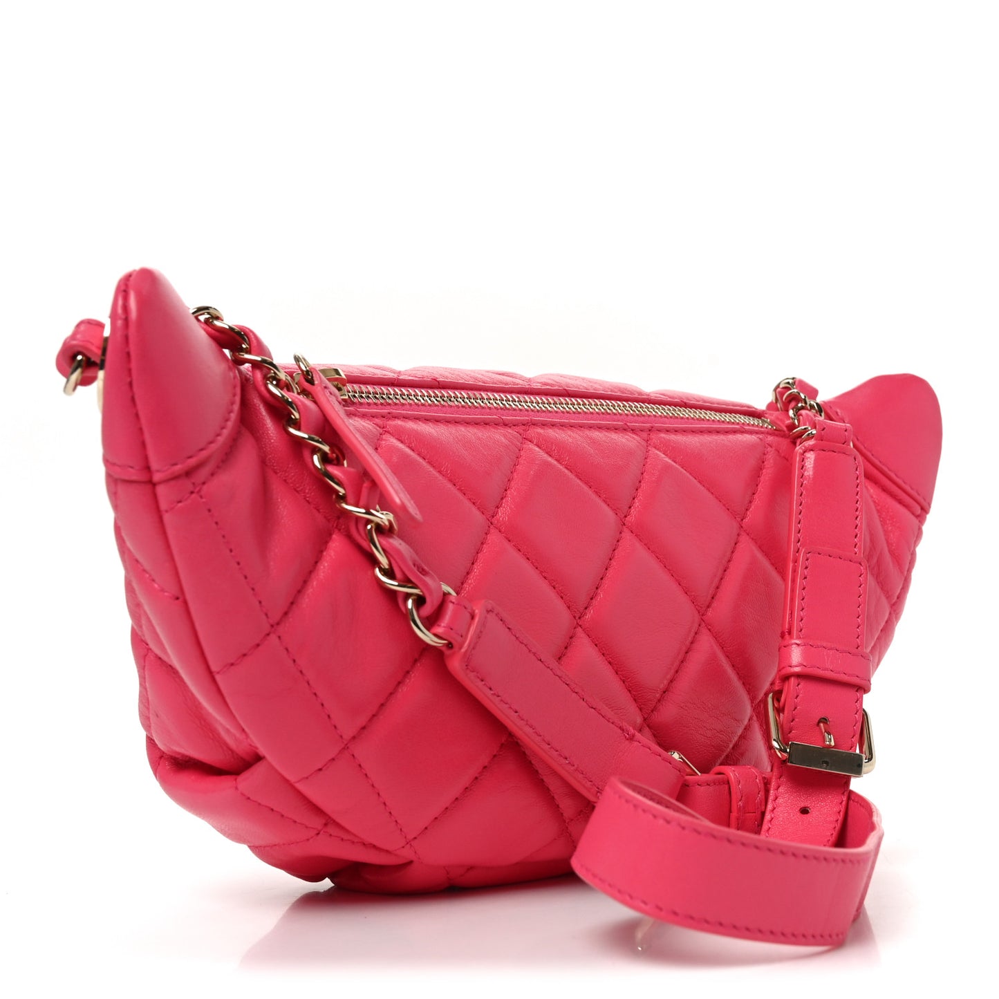 Lambskin Quilted Waist Bag Fanny Pack Pink