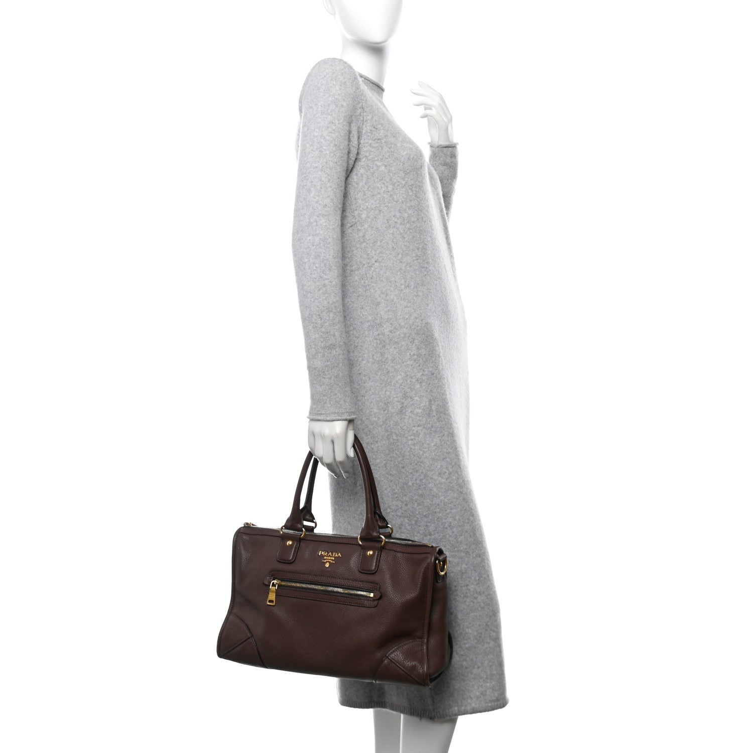 Prada Vitello Daino Shopping Satchel Bruciato 3 of 13