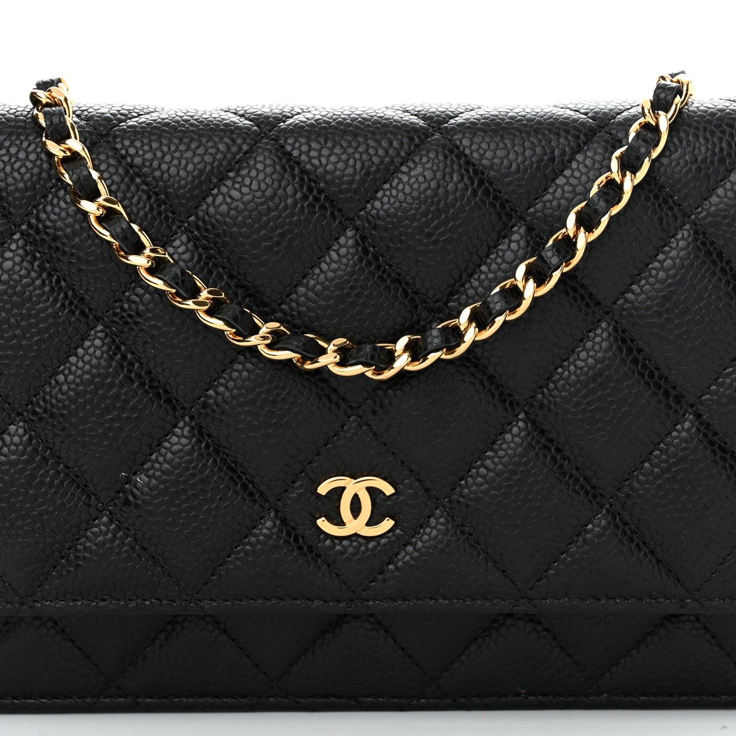 Caviar Quilted Wallet On Chain WOC Black