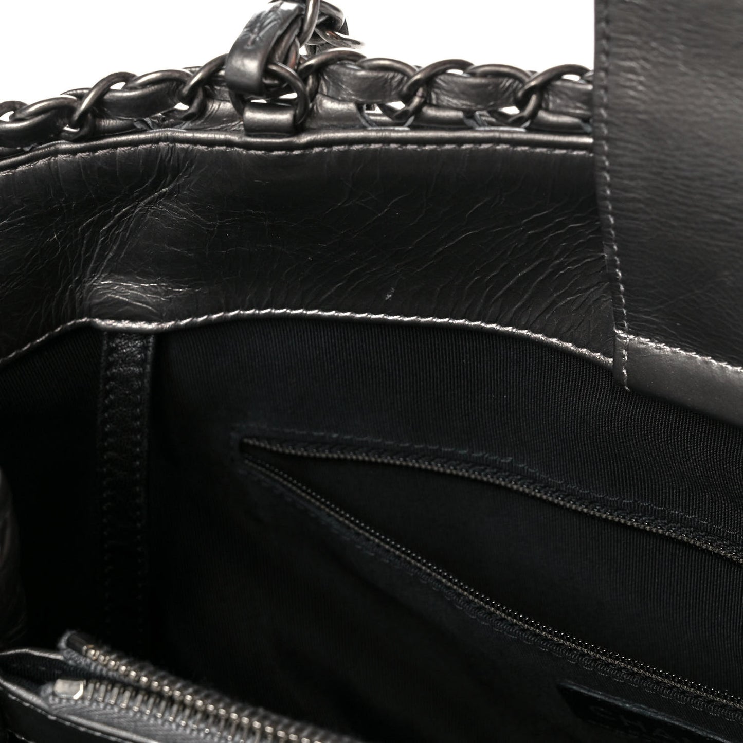 Metallic Aged Calfskin Quilted Small Chain Me Tote Silver