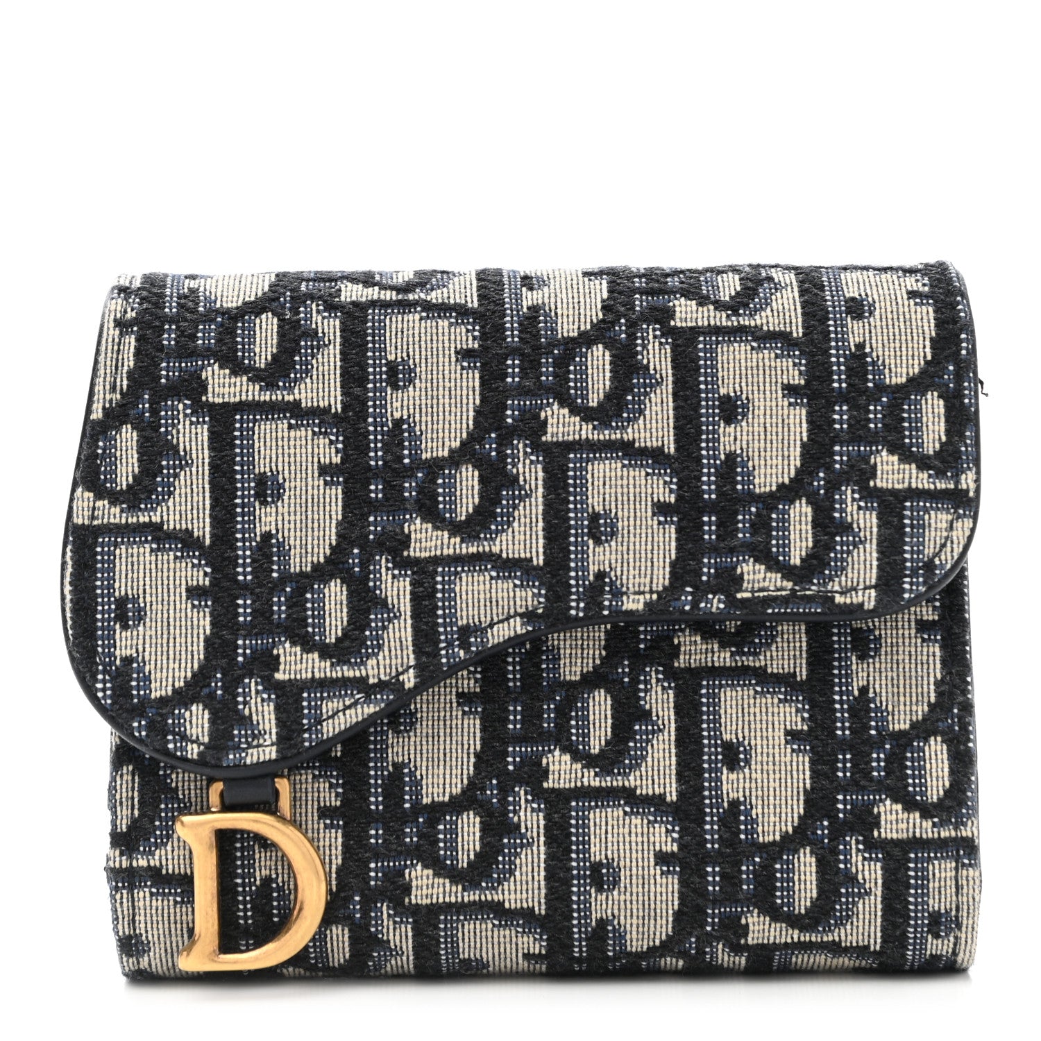 Christian Dior Oblique Saddle Lotus Wallet Blue 1 of 9