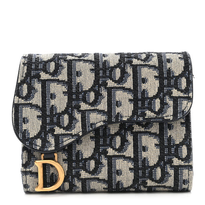 Christian Dior Oblique Saddle Lotus Wallet Blue 1 of 9