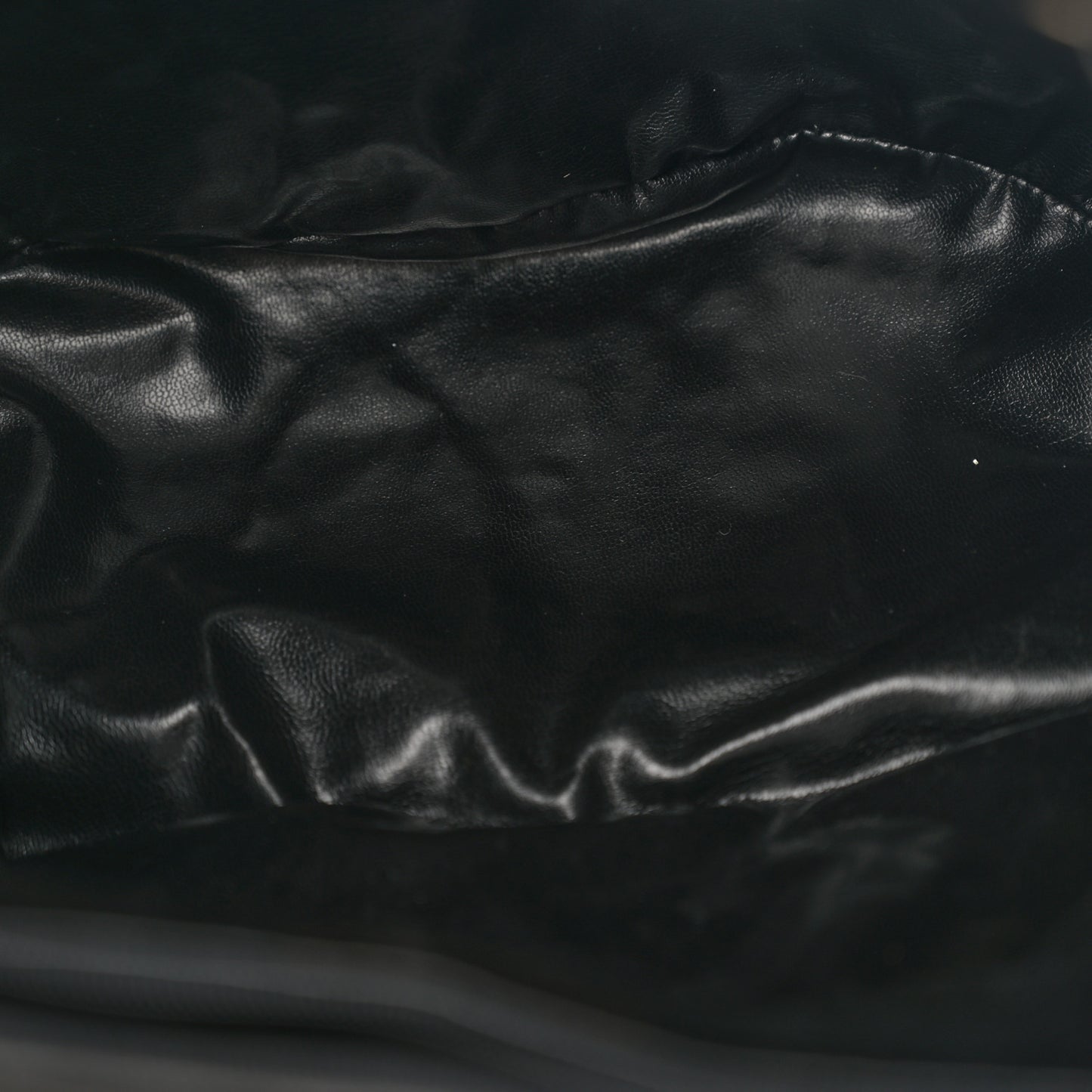 Lambskin Quilted Drawstring Backpack Black
