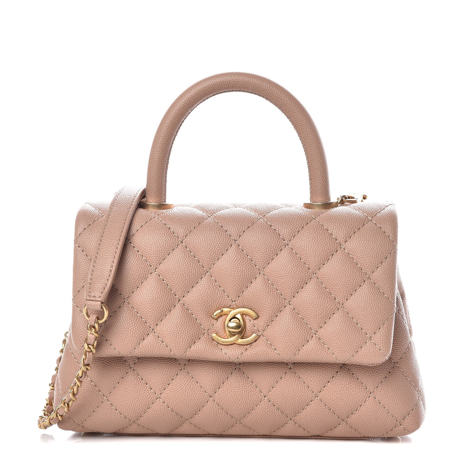Chanel Caviar Quilted Mini Coco Handle Flap Beige 1 of 11