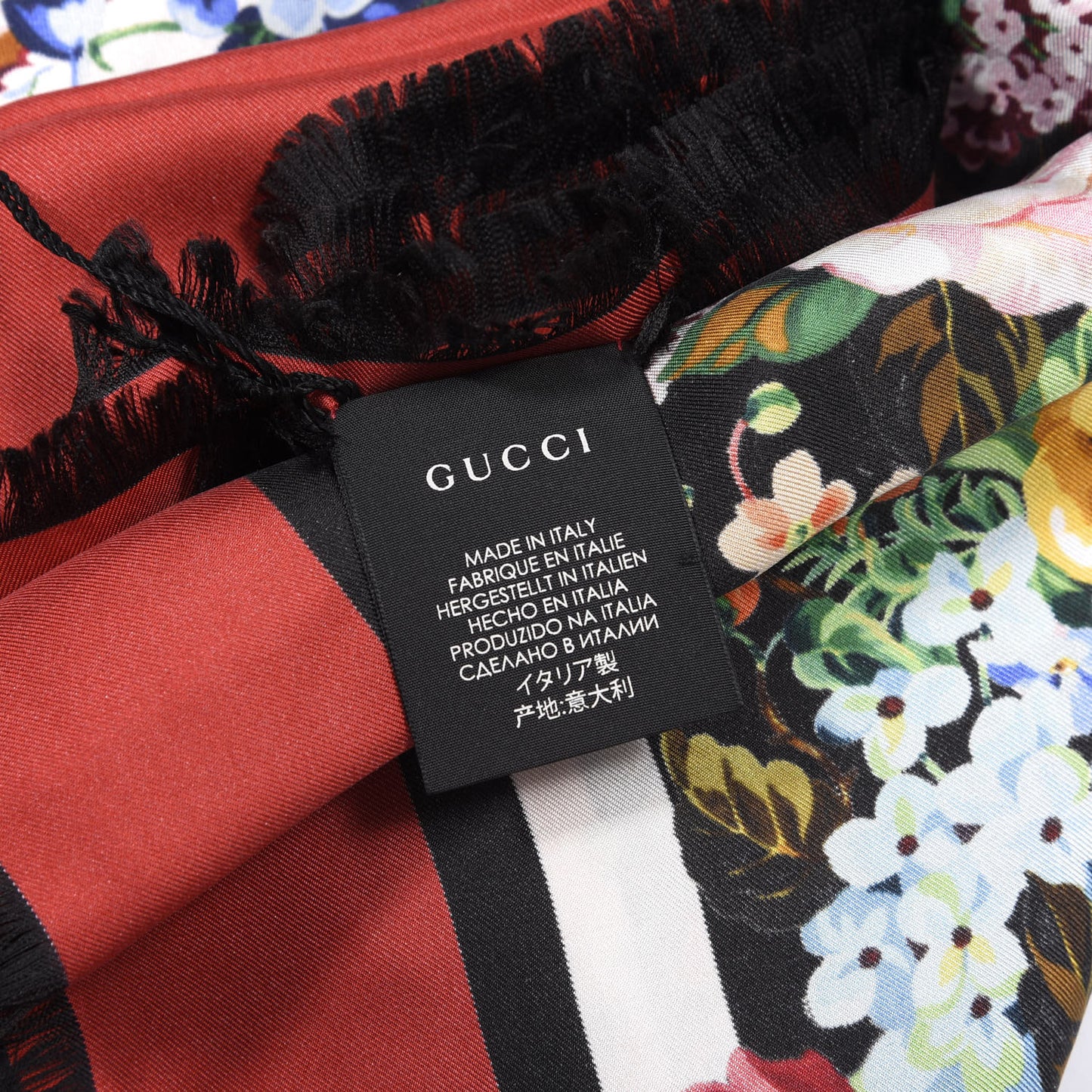 Silk Twill Josephine Stripe Scarf Black Multicolor
