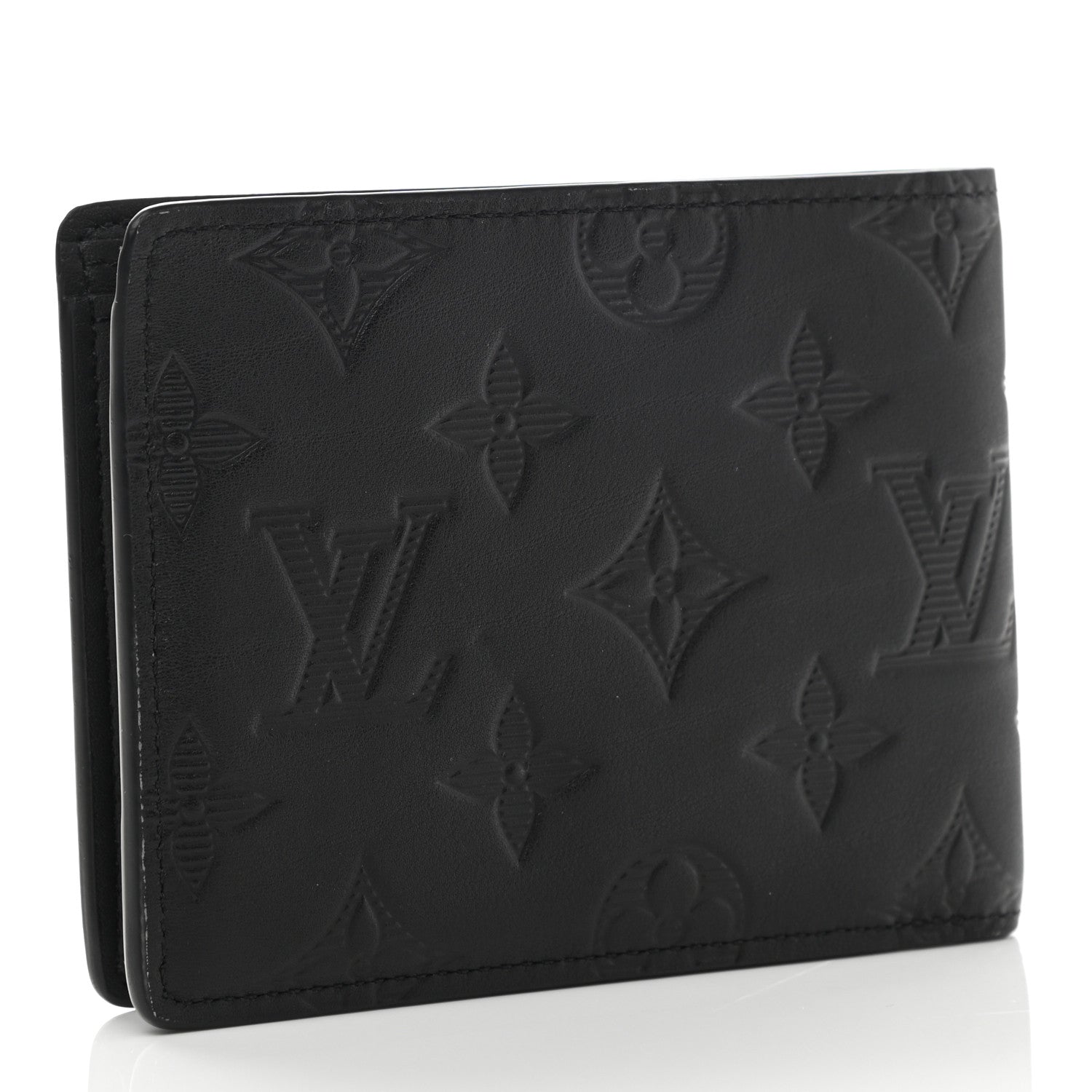Louis Vuitton Calfskin Monogram Shadow Multiple Wallet Black 3 of 7
