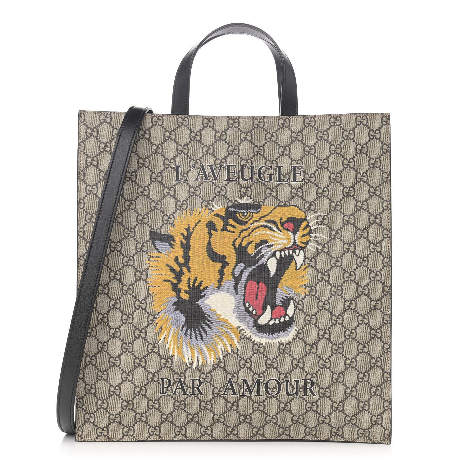 Gucci GG Supreme Monogram L'Aveugle Par Amour Print Vertical Tote Black 1 of 10