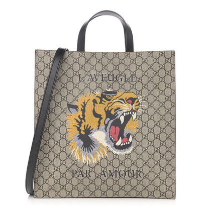 Gucci GG Supreme Monogram L'Aveugle Par Amour Print Vertical Tote Black 1 of 10