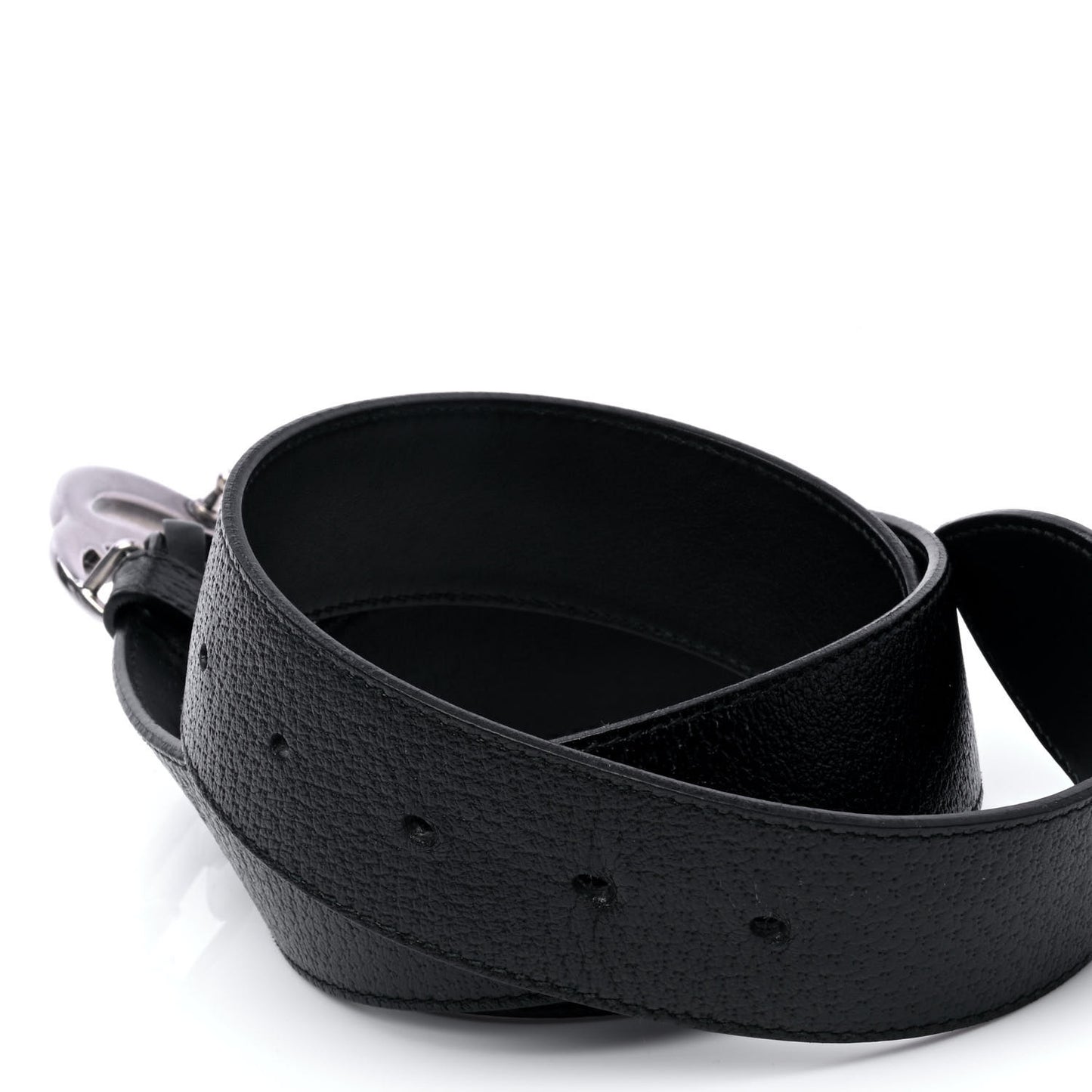 Textured Dollar Calfskin Nickel Double G 40mm Belt 85 34 Black