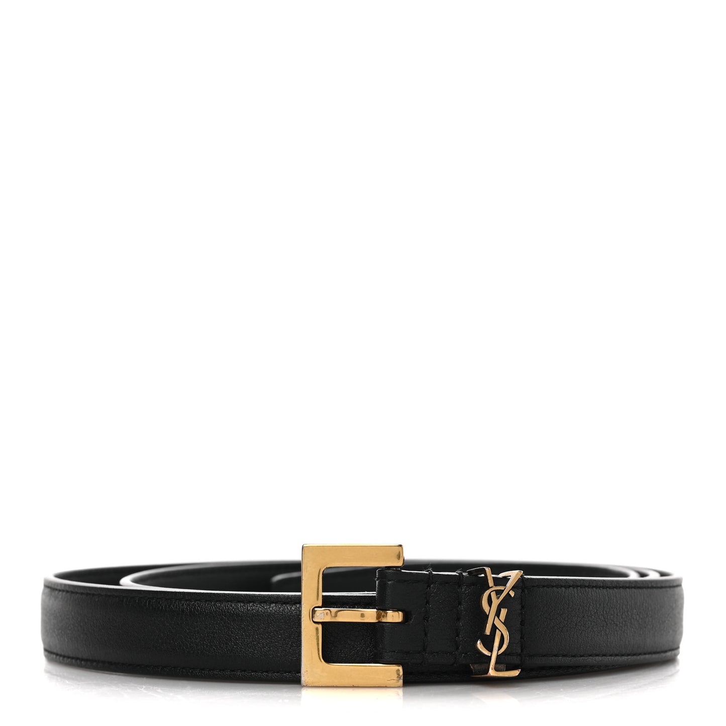 Smooth Calfskin Monogram Square Buckle Belt 95 38 Black