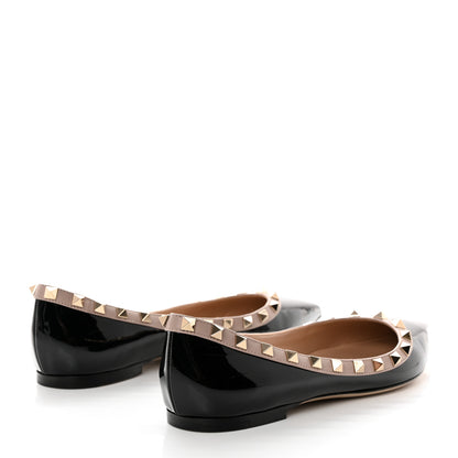Valentino Garavani Patent Nappa Rockstud Ballerina Flats 38 Black Poudre 4 of 8