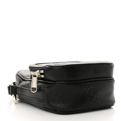Gucci Calfskin GG Tennis Embossed Mini Double Zip Messenger Bag Black 4 of 12