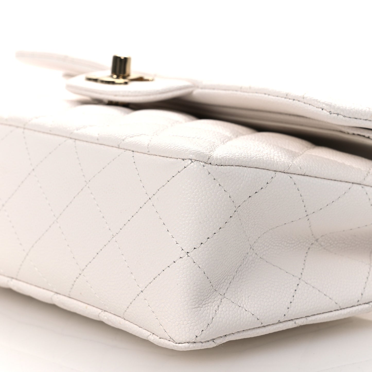 Caviar Quilted Small Double Flap White