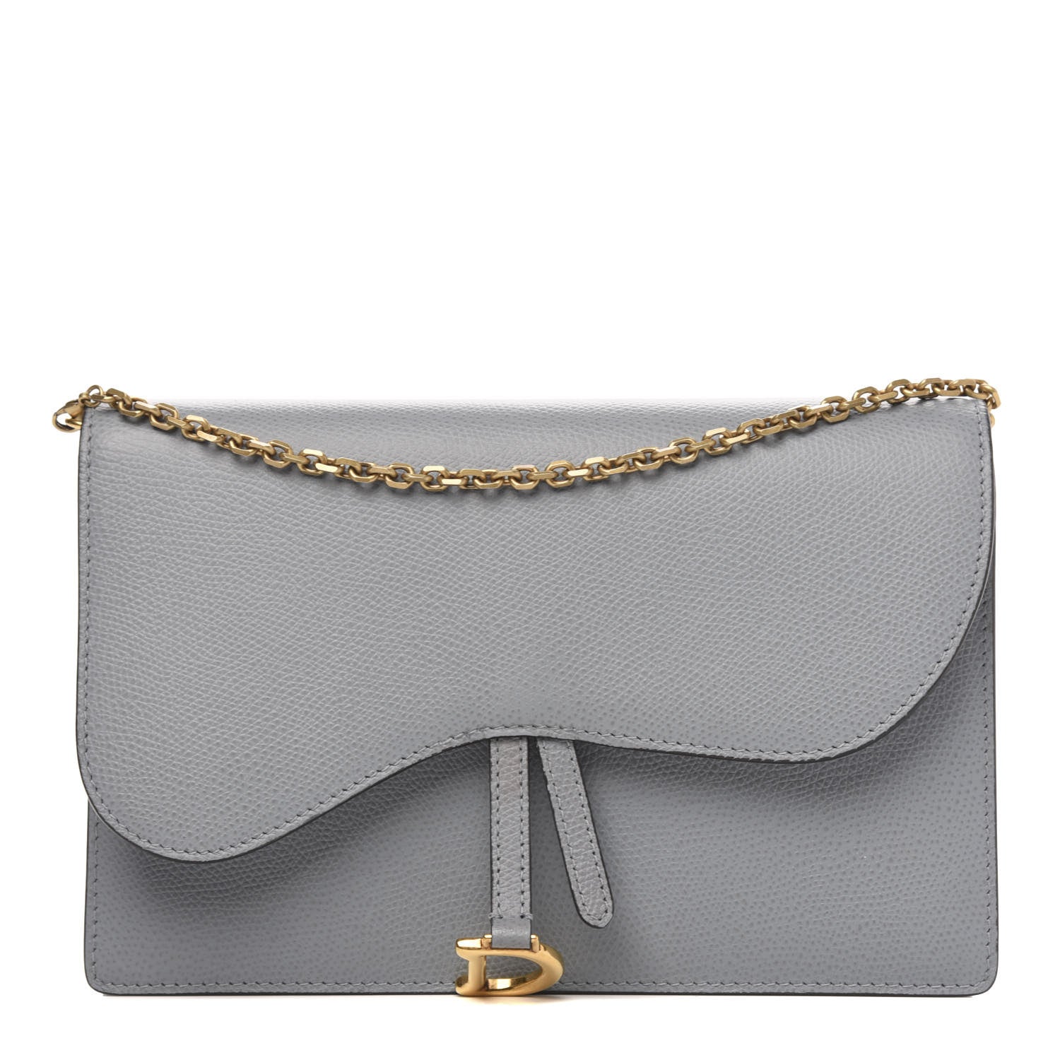 Christian Dior Grained Calfskin Saddle Chain Pouch Cloud Blue 1 of 8