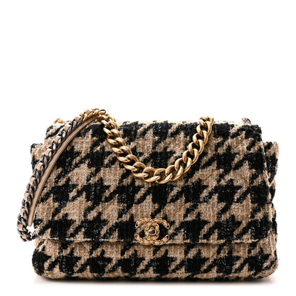 Chanel Tweed Maxi Chanel 19 Flap Beige Black 1 of 10