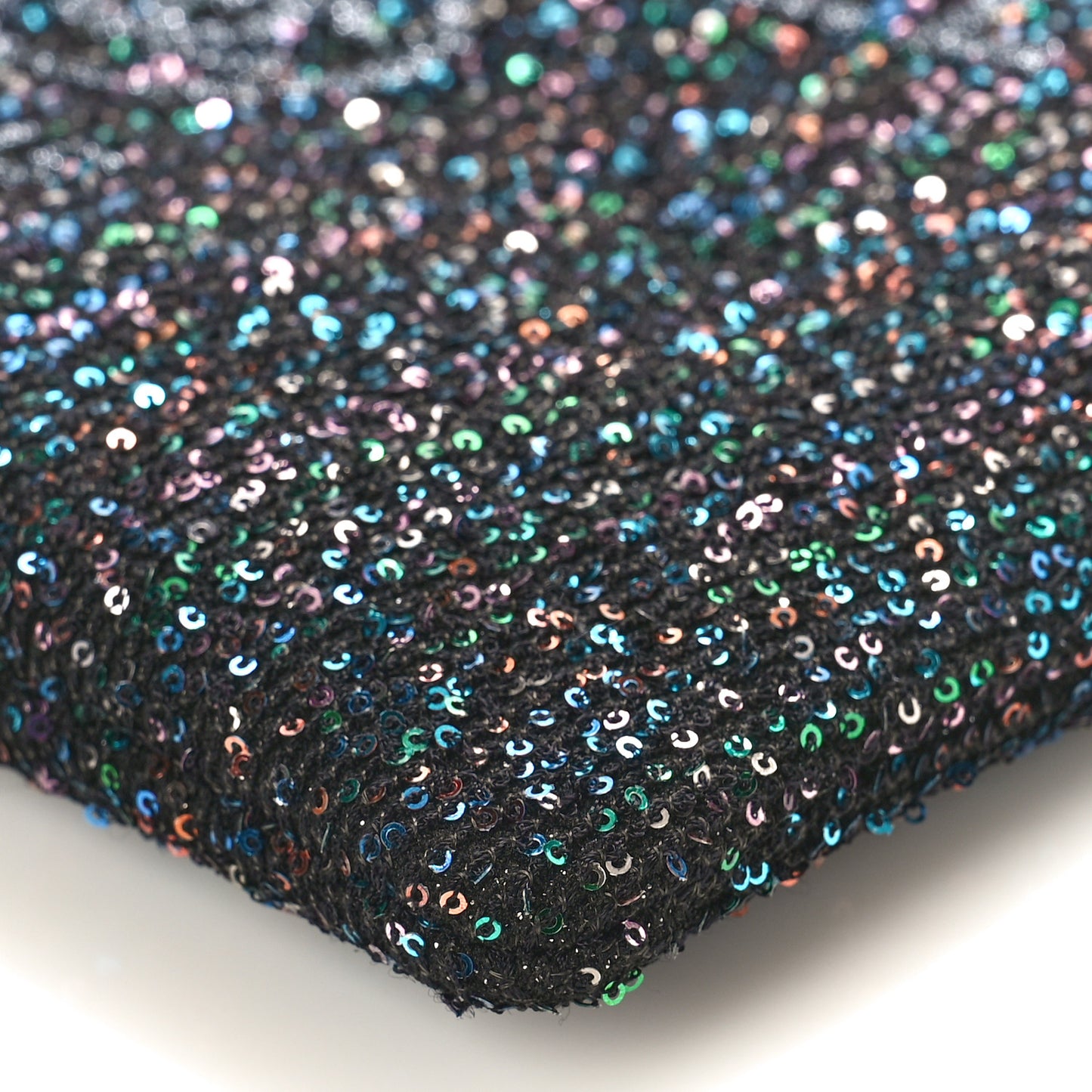 Canvas Sequin Medium Deauville Cosmetic Pouch Black