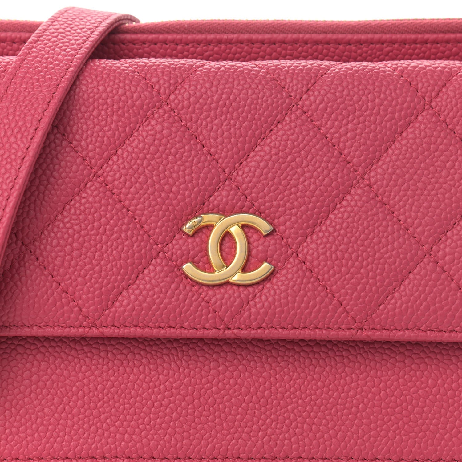 Chanel Caviar Quilted Logo Zip Wallet On Chain WOC Pink 9 of 14