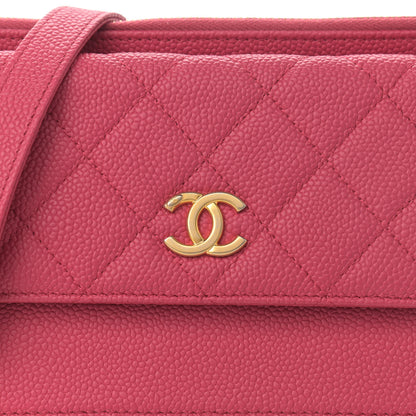 Chanel Caviar Quilted Logo Zip Wallet On Chain WOC Pink 9 of 14