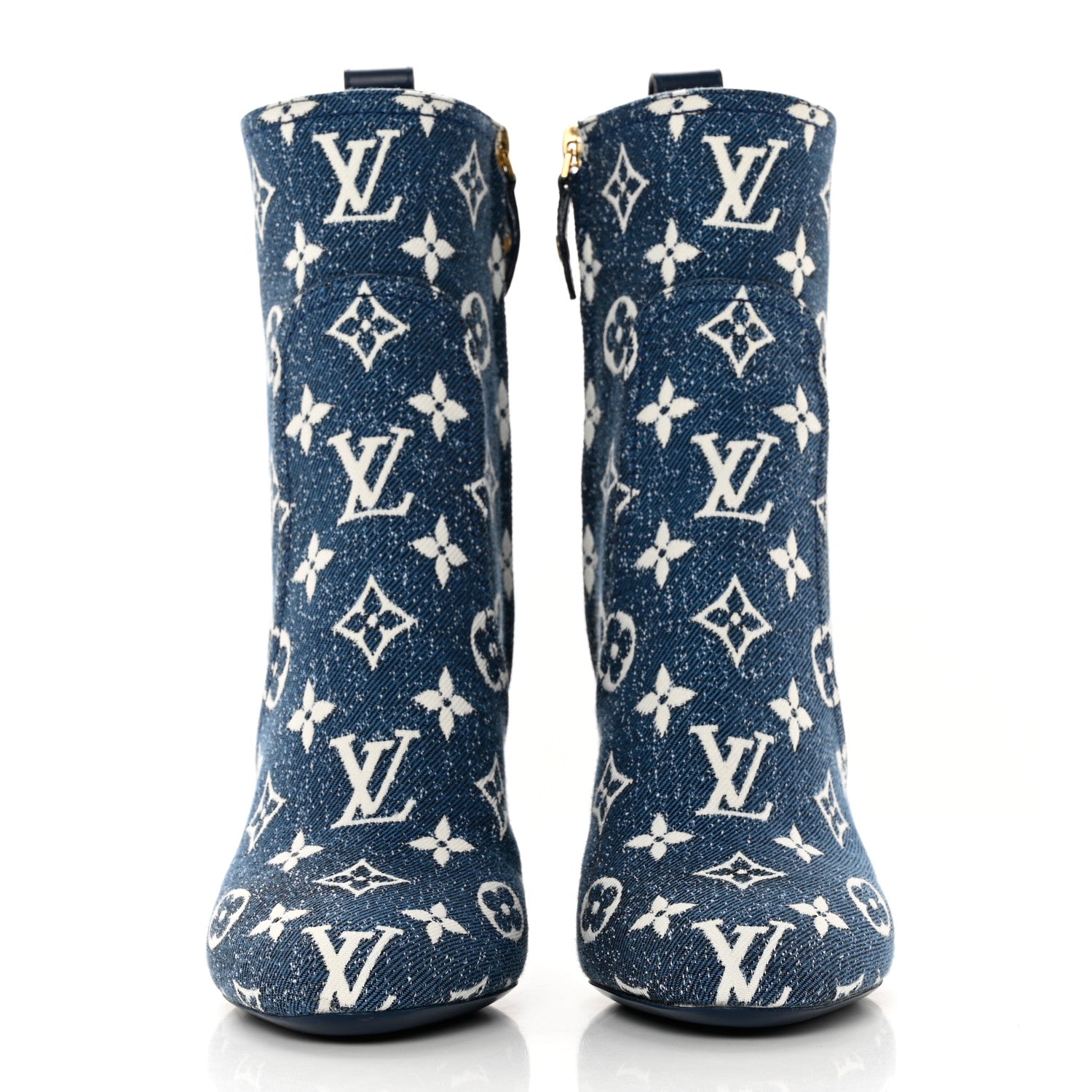 Louis Vuitton Denim Monogram Silhouette Ankle Boots 36.5 Navy Blue 2 of 9