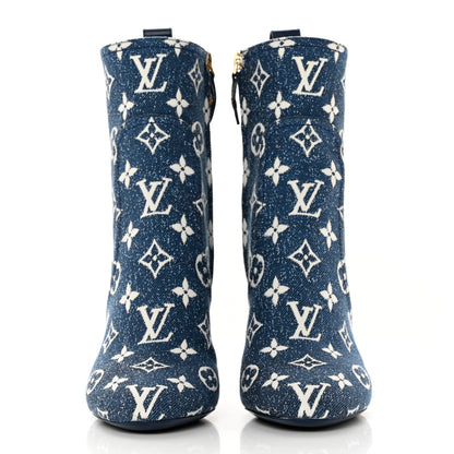 Louis Vuitton Denim Monogram Silhouette Ankle Boots 36.5 Navy Blue 2 of 9