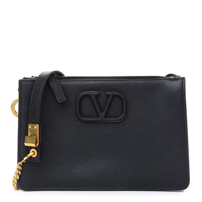 Valentino Garavani Grainy Calfskin VSling Clutch Black 1 of 8