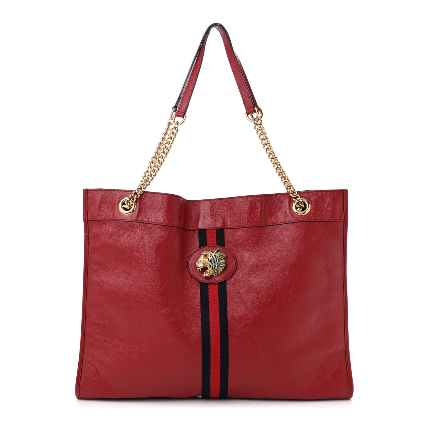 Calfskin Large Rajah Chain Tote Romantic Cherry