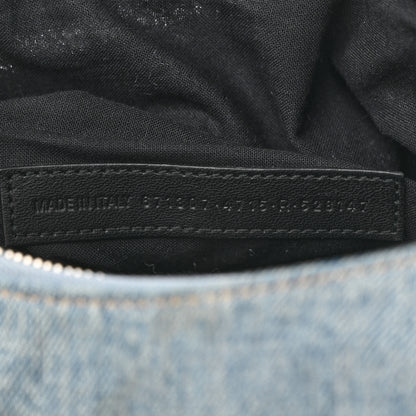 Balenciaga Washed Frayed Denim Crystal Small Le Cagole Shoulder Bag Blue 7 of 16