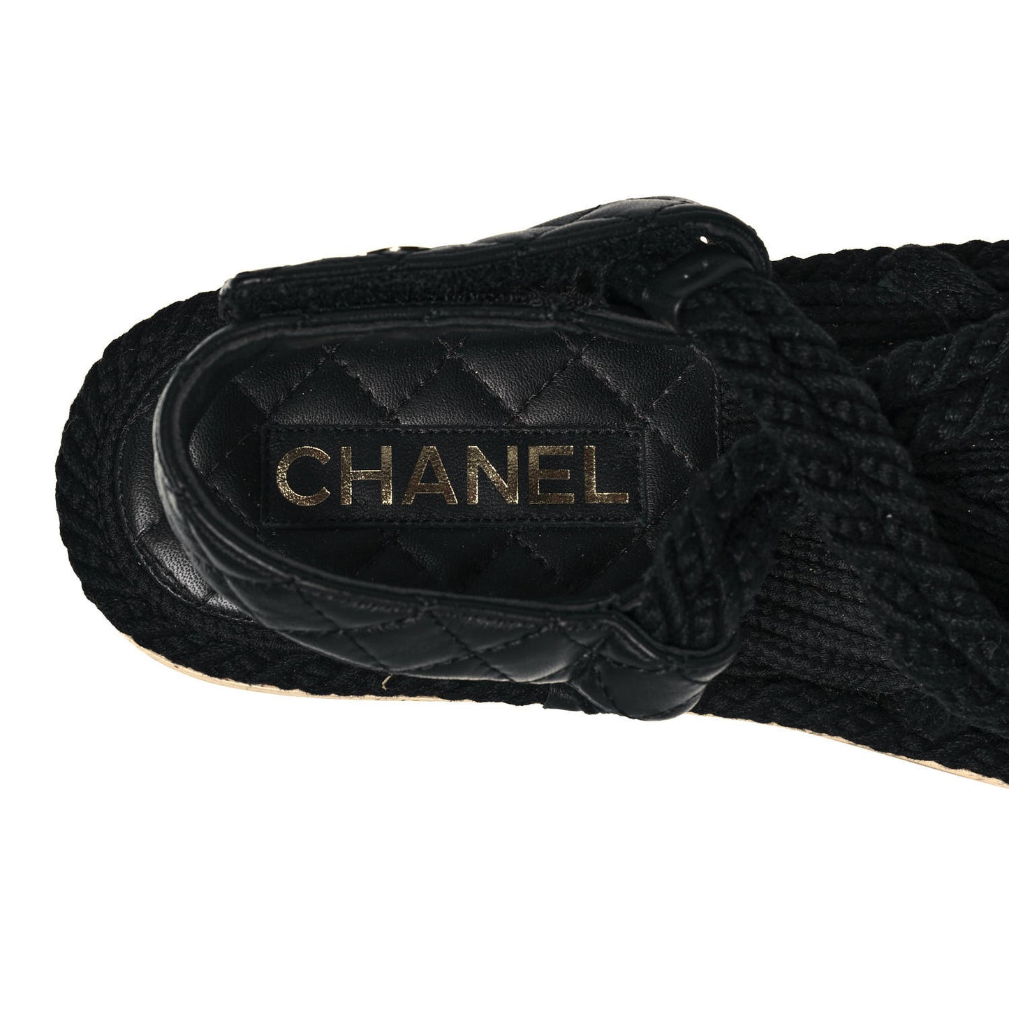 Cord Lambskin Quilted Logo Sandals 38 Black