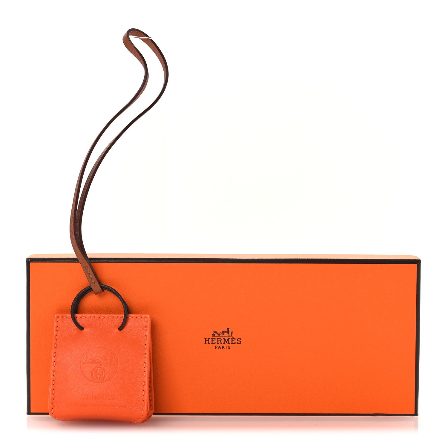 Hermes Milo Lambskin Swift Shopping Bag Charm Feu Gold 6 of 6