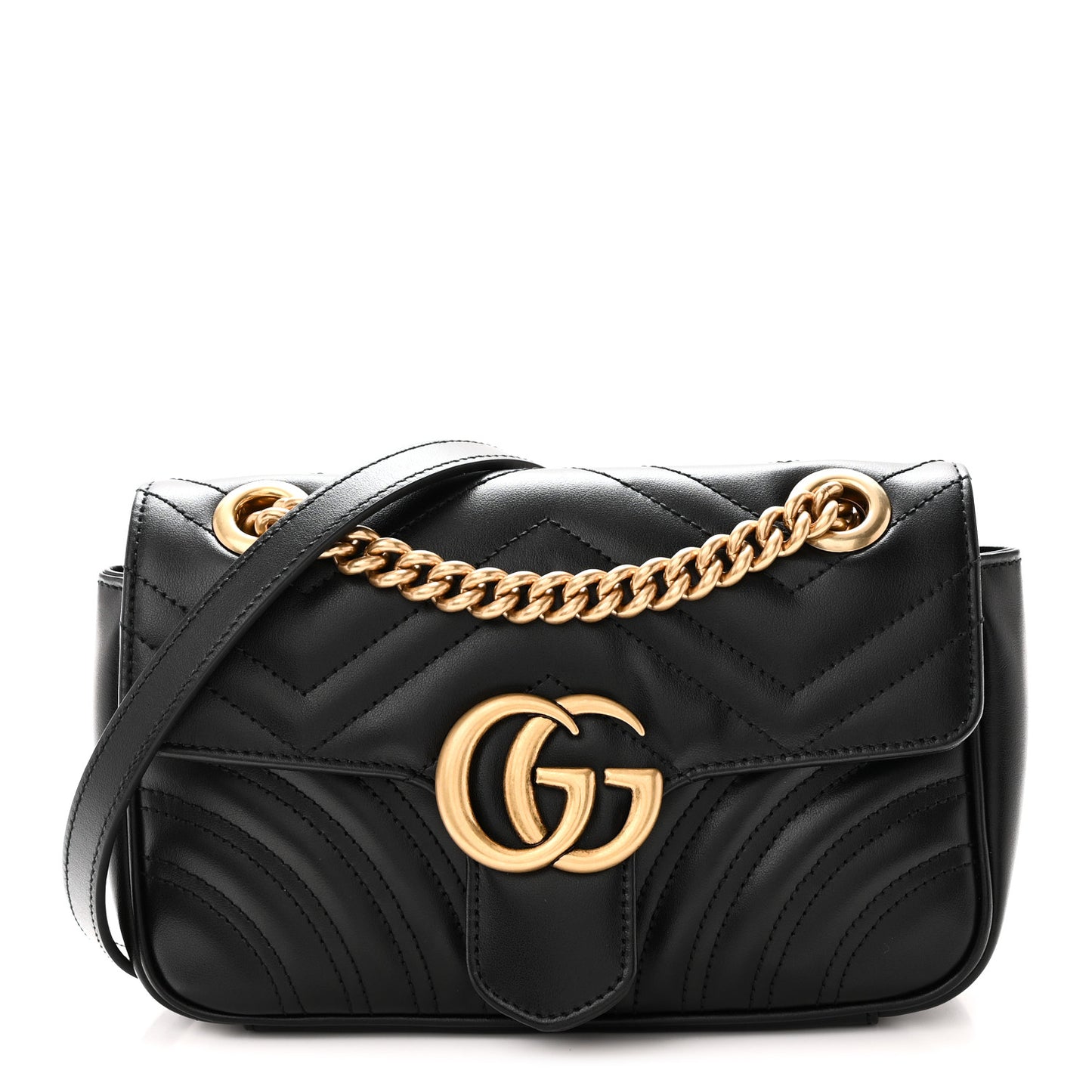 Calfskin Matelasse Mini GG Marmont Shoulder Bag Black