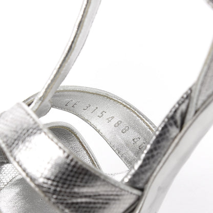 Saint Laurent Metallic Calfskin Tribute 105 Platform Sandals 40.5 Silver 11 of 11