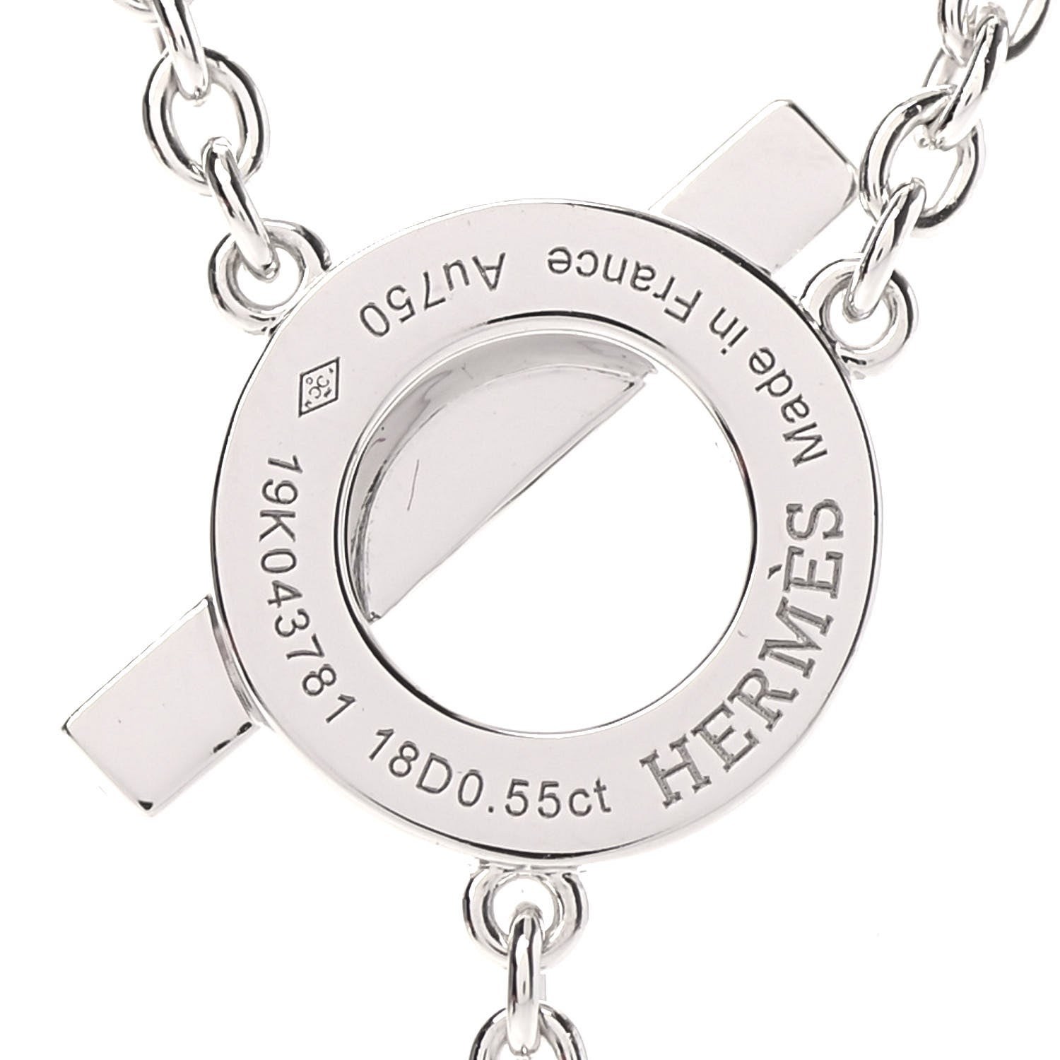 Hermes 18K White Gold Diamond Finesse Lariat Necklace 4 of 5
