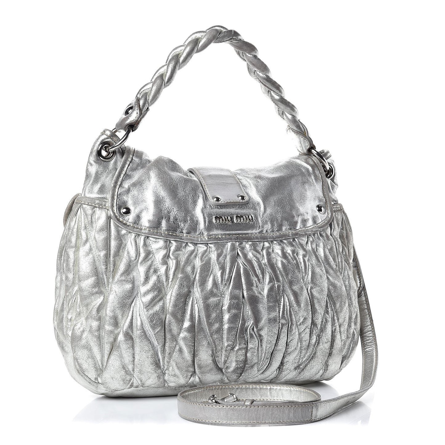 Metallic Nappa Matelasse Coffer Silver