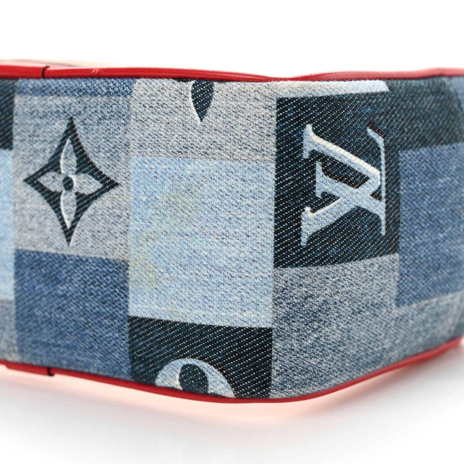 Louis Vuitton Denim Damier Monogram Patchwork PVC Beach Pouch Blue Rouge 9 of 13