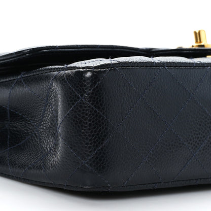 Chanel Caviar Quilted Medium Double Flap Navy 8 of 9