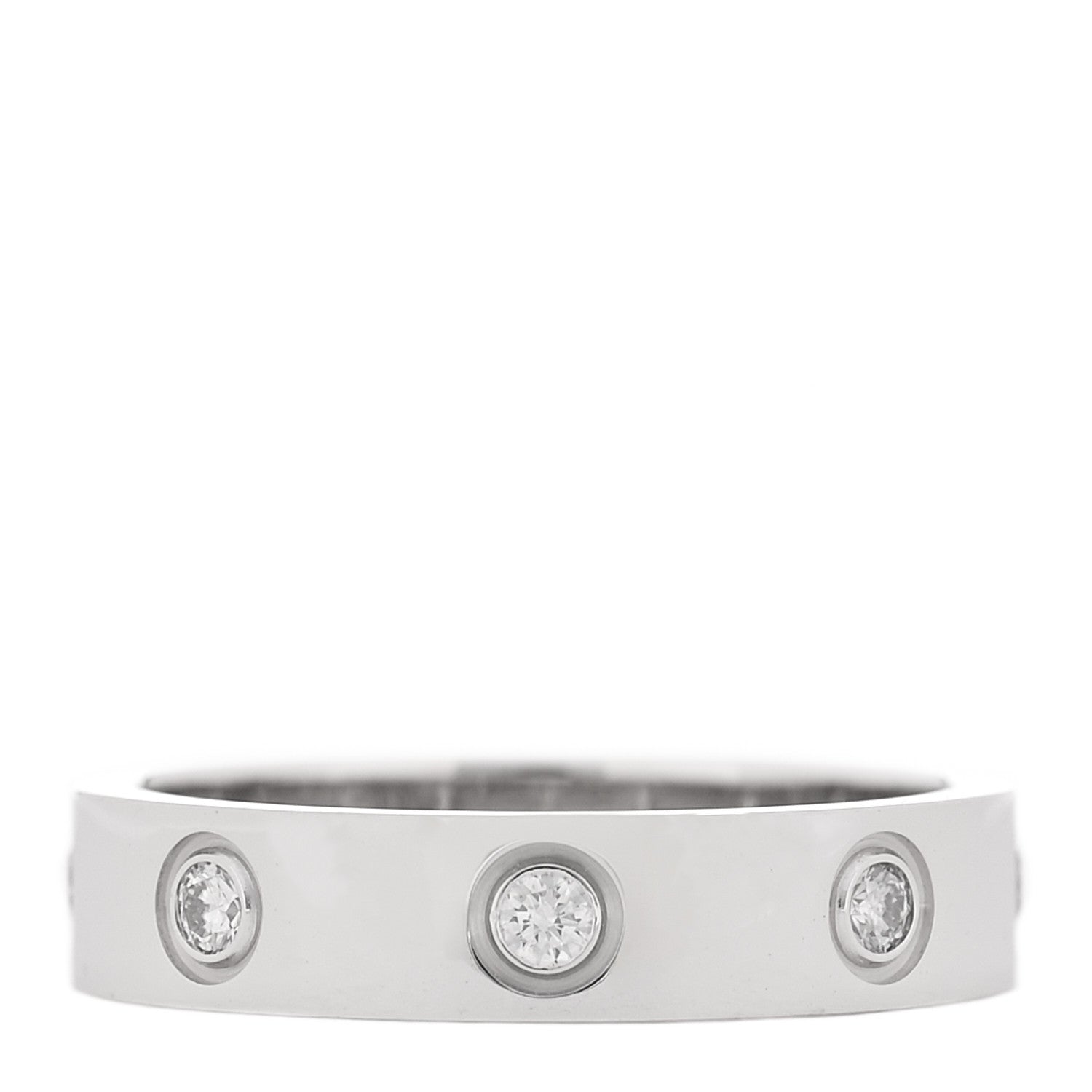 Cartier 18K White Gold 8 Diamond 4mm Wedding Band LOVE Ring 48 4.5 3 of 4