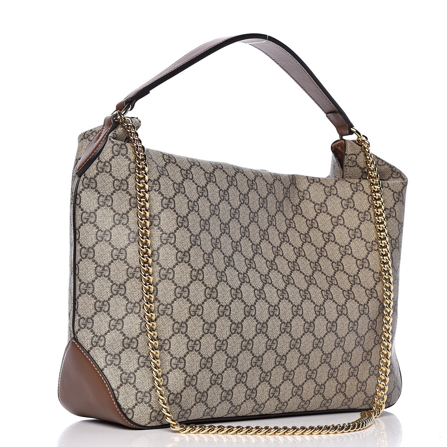 GG Supreme Monogram Large Linea A Hobo Light Brown