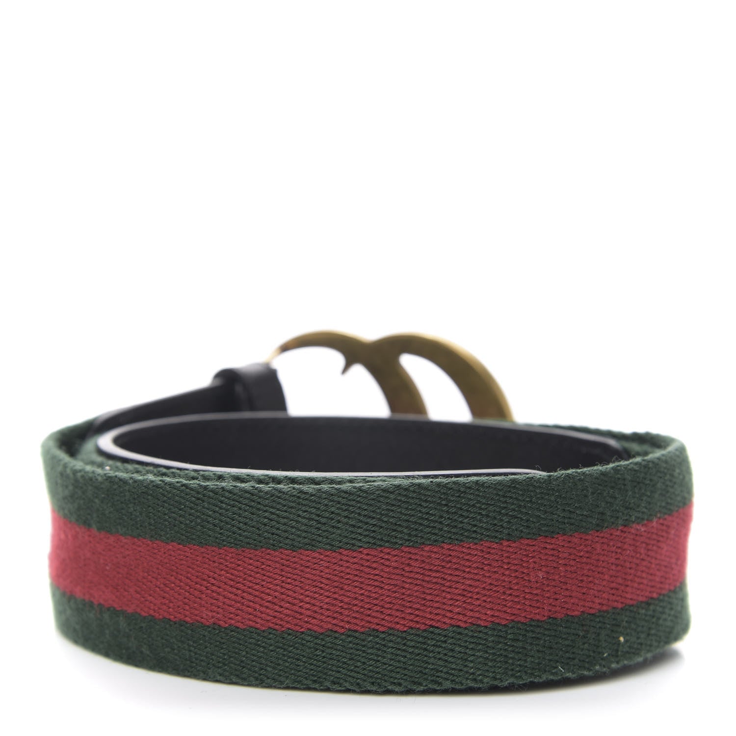 Gucci Nylon Calfskin Double G 40mm Web Belt 80 32 Green Red Black 2 of 5