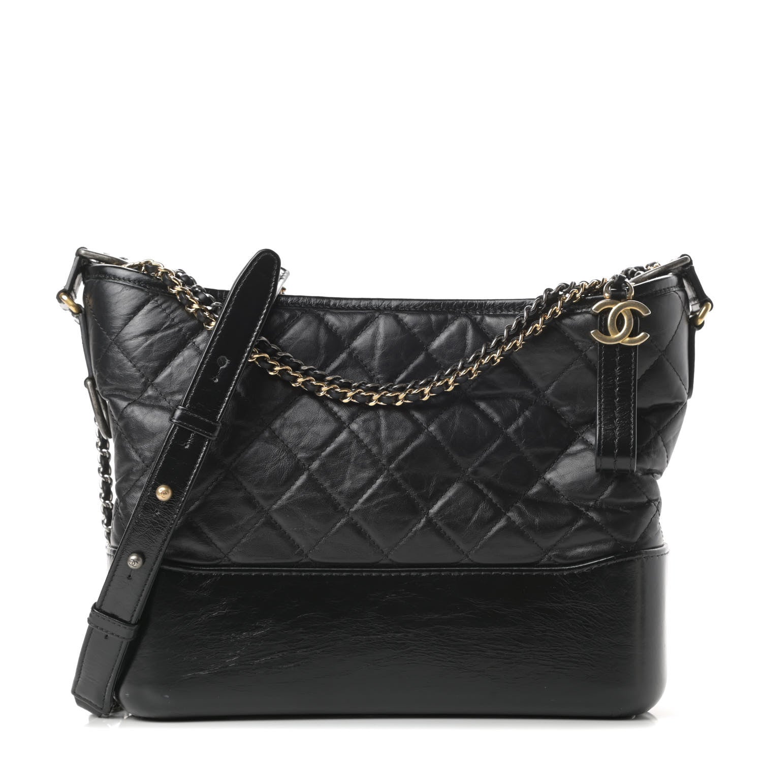 Chanel Aged Calfskin Quilted Medium Gabrielle Hobo Black 1 of 13