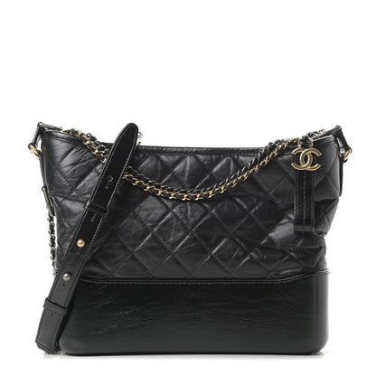 Chanel Aged Calfskin Quilted Medium Gabrielle Hobo Black 1 of 13