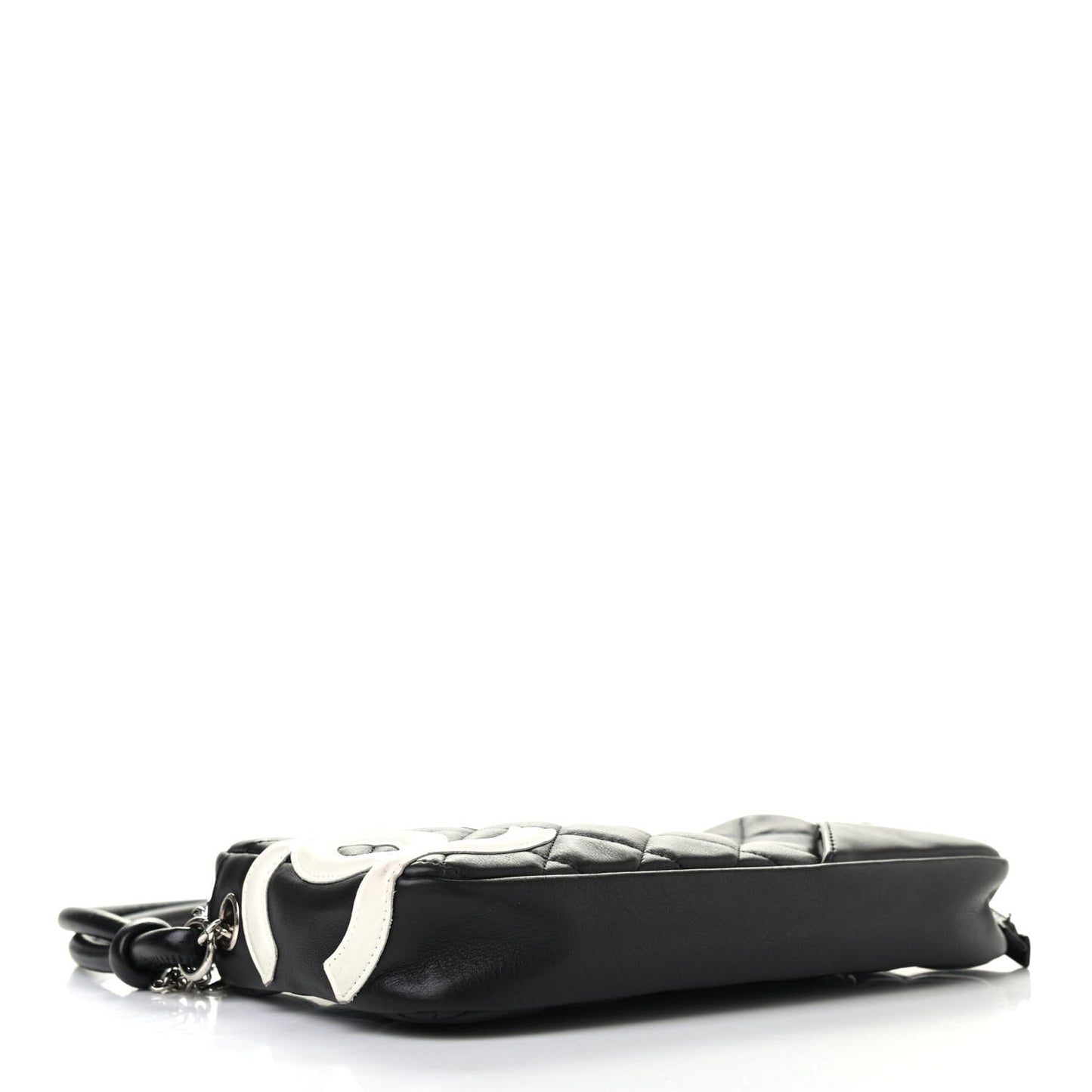 Calfskin Quilted Cambon Pochette Black White