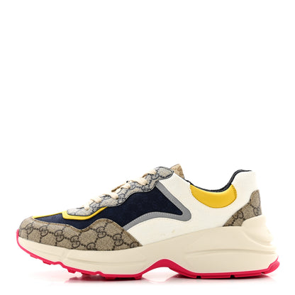 Gucci GG Supreme Monogram Mix Monogram Mens Rhyton Sneakers 10 London Blue Beige Sun Yellow 1 of 9